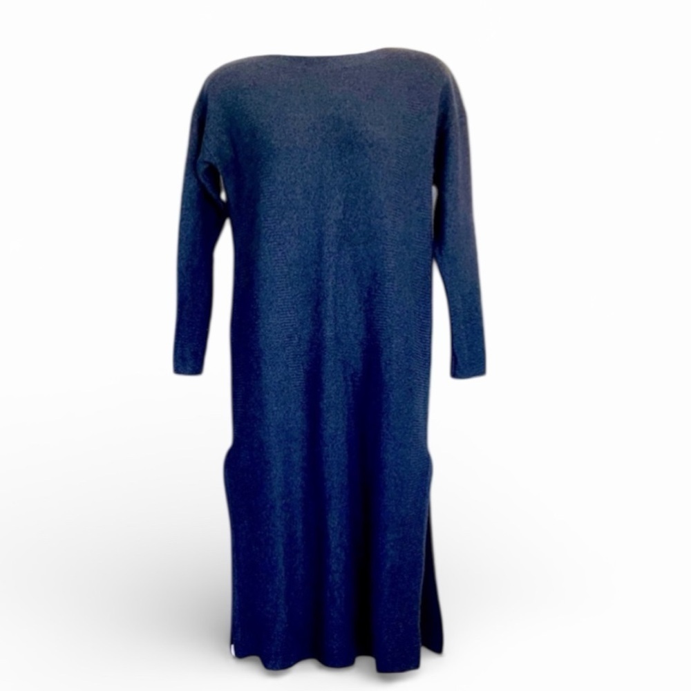 Sweater Dress, Women's S, Blue textured heather, slits, silk/cashmere blend EUC